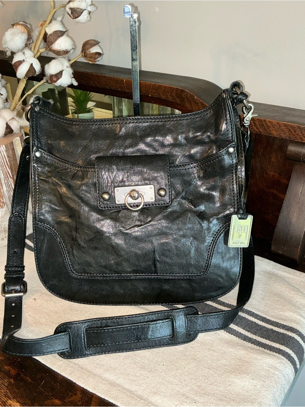 Frye Cameron Leather Crossbody Bag Black Includes Hangtag Retail $438